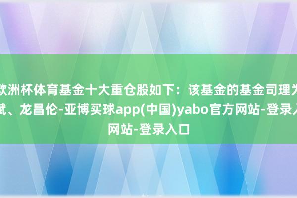 欧洲杯体育基金十大重仓股如下：该基金的基金司理为刘斌、龙昌伦-亚博买球app(中国)yabo官方网站-登录入口