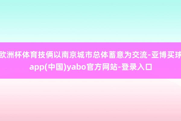 欧洲杯体育技俩以南京城市总体蓄意为交流-亚博买球app(中国)yabo官方网站-登录入口
