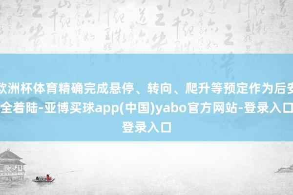 欧洲杯体育精确完成悬停、转向、爬升等预定作为后安全着陆-亚博买球app(中国)yabo官方网站-登录入口